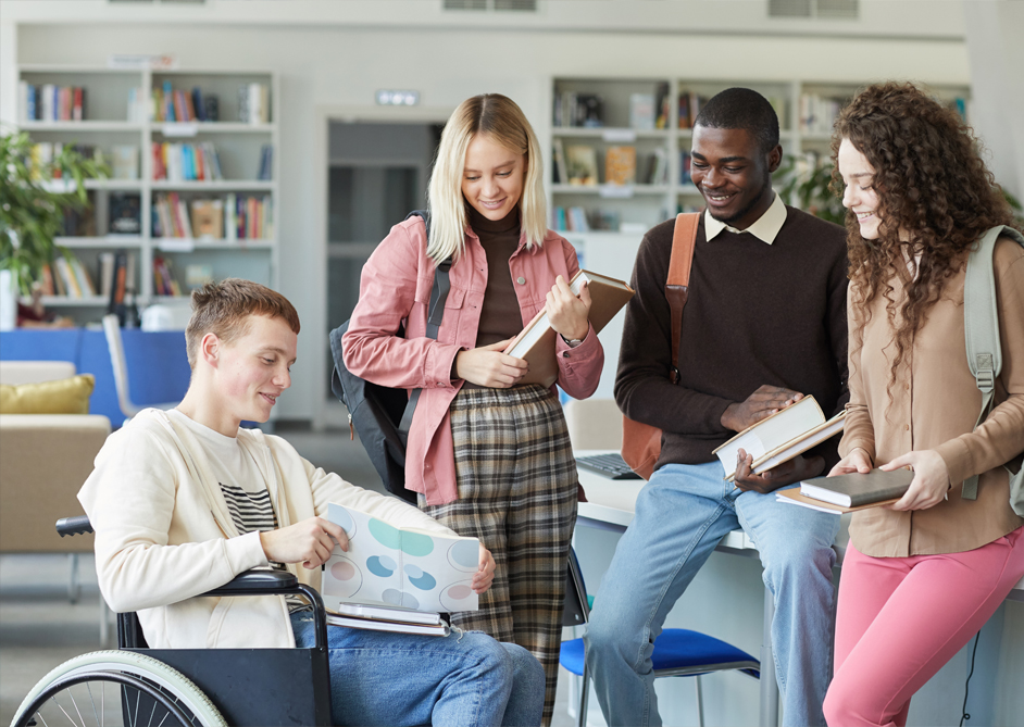 Image of students talking.